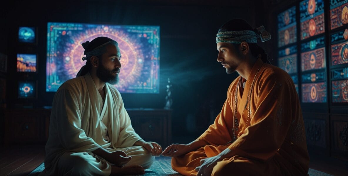 Two_people_facing_each_other_one