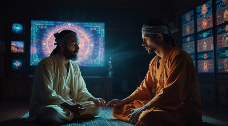 Two_people_facing_each_other_one